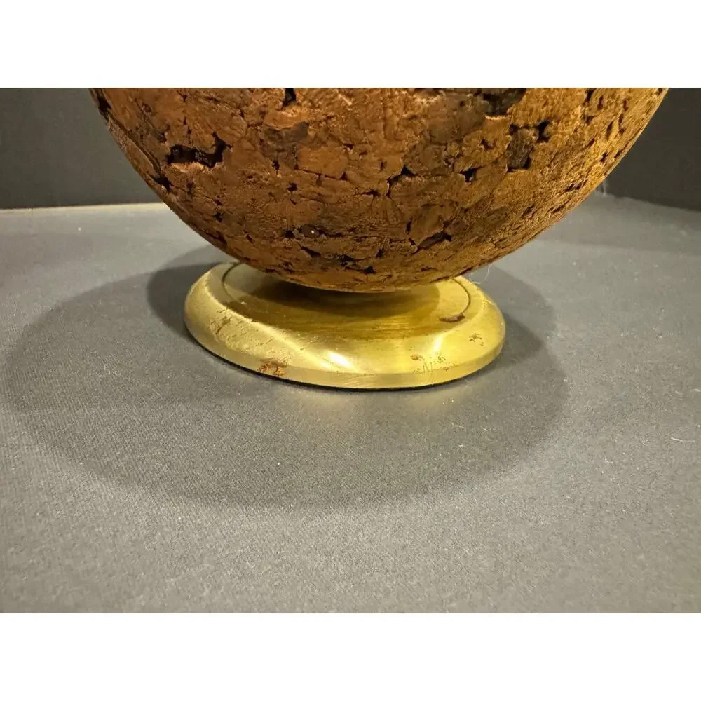 Vintage PARK SHERMAN Rotating Cork BULLETIN BALL Desk Organizer MCM Brass Base